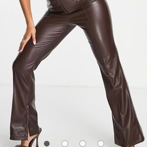 ASOS‎ Dark Brown Leather Flare Pants